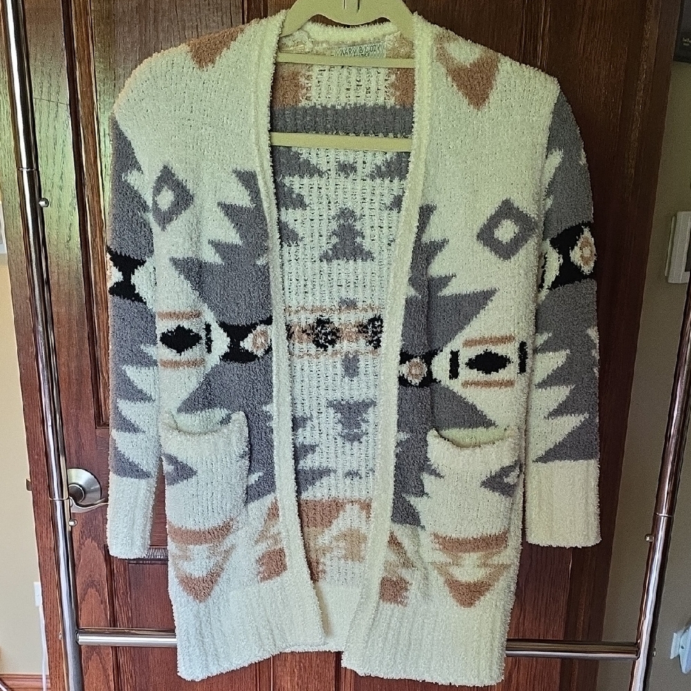 Kids Geometric Pattern Sweater - Cream, Gray, Tan